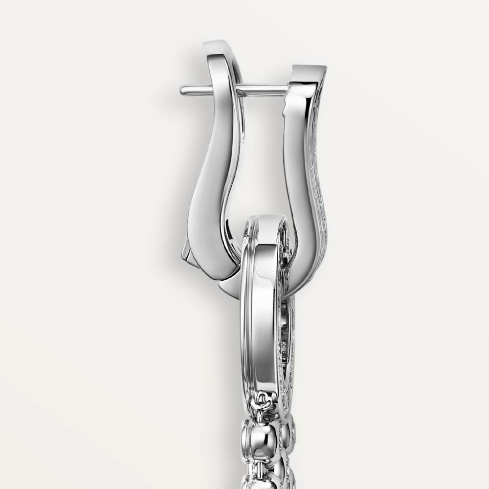 Agrafe耳环,镶嵌圆形明亮式切割钻石,铺镶钻石 18K白金