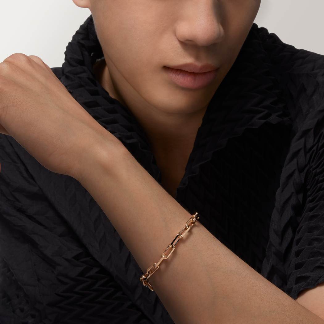 Santos de Cartier链式手链，中号款 18K玫瑰金