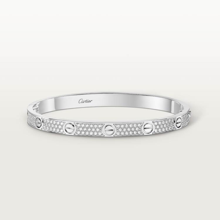 LOVE手镯，中号款，铺镶钻石 18K白金
