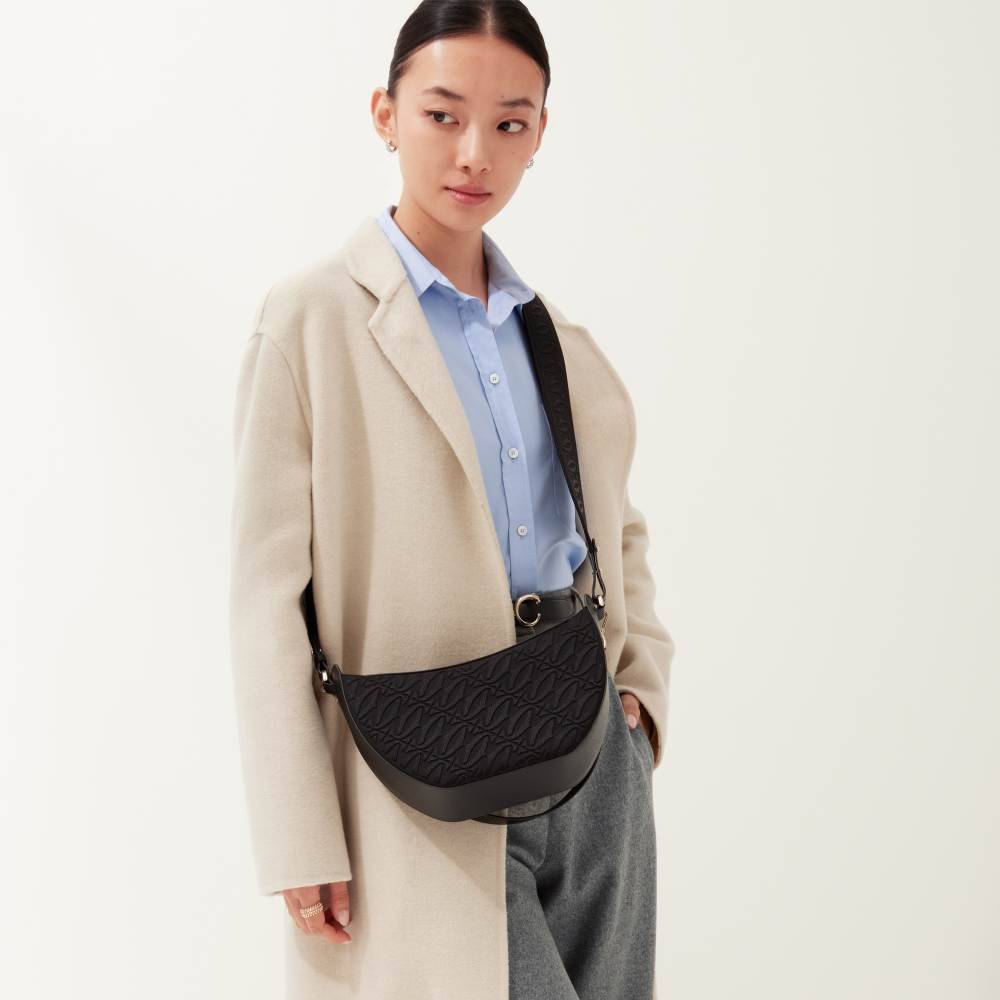 C de Cartier系列Hobo手袋 黑色 小牛皮