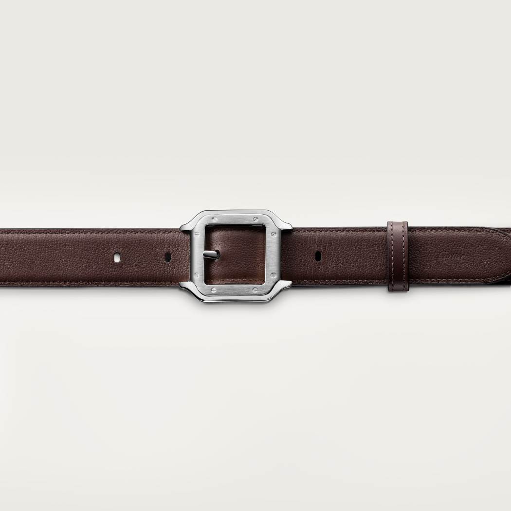 Santos de Cartier皮带 黑色和棕色 牛皮