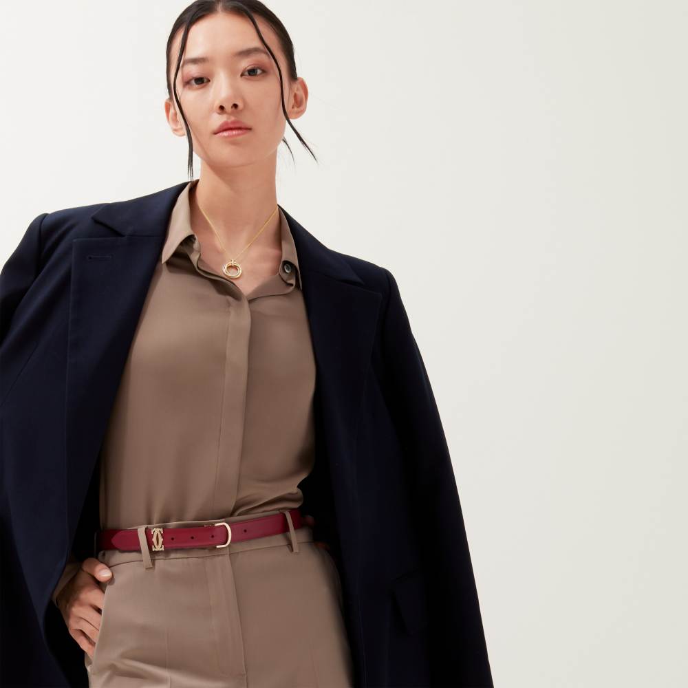 C de Cartier皮带 黑色和红色 牛皮