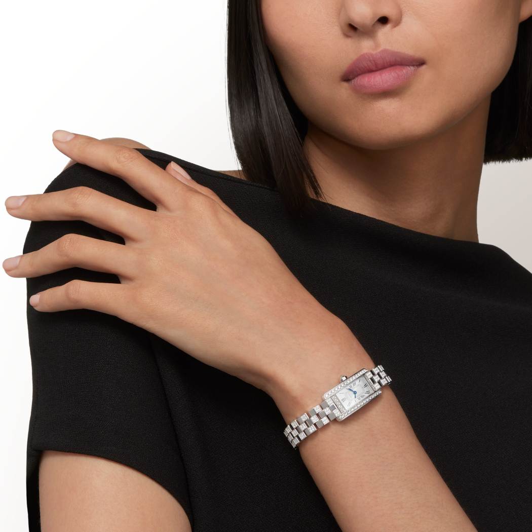 Tank Américaine腕表  18K镀铑白金 石英