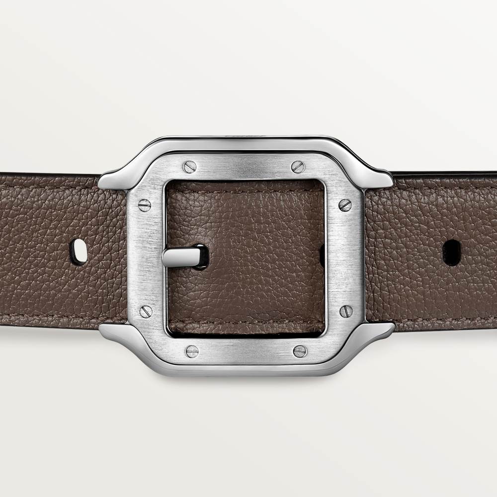  Santos de Cartier系列皮带 黑色和灰色 牛皮