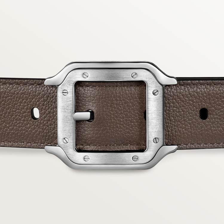  Santos de Cartier系列皮带 黑色和灰色 牛皮