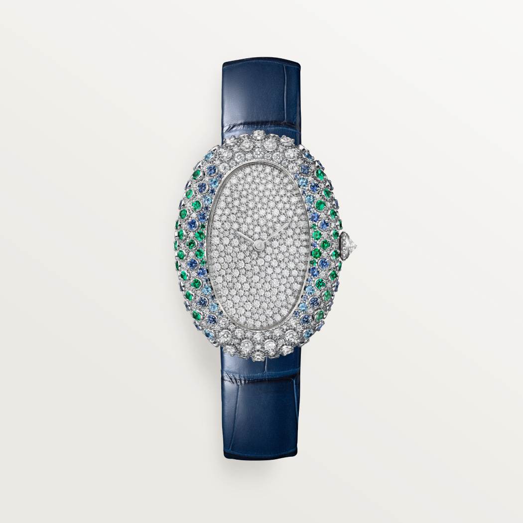 Baignoire腕表 中号 18K镀铑白金 石英