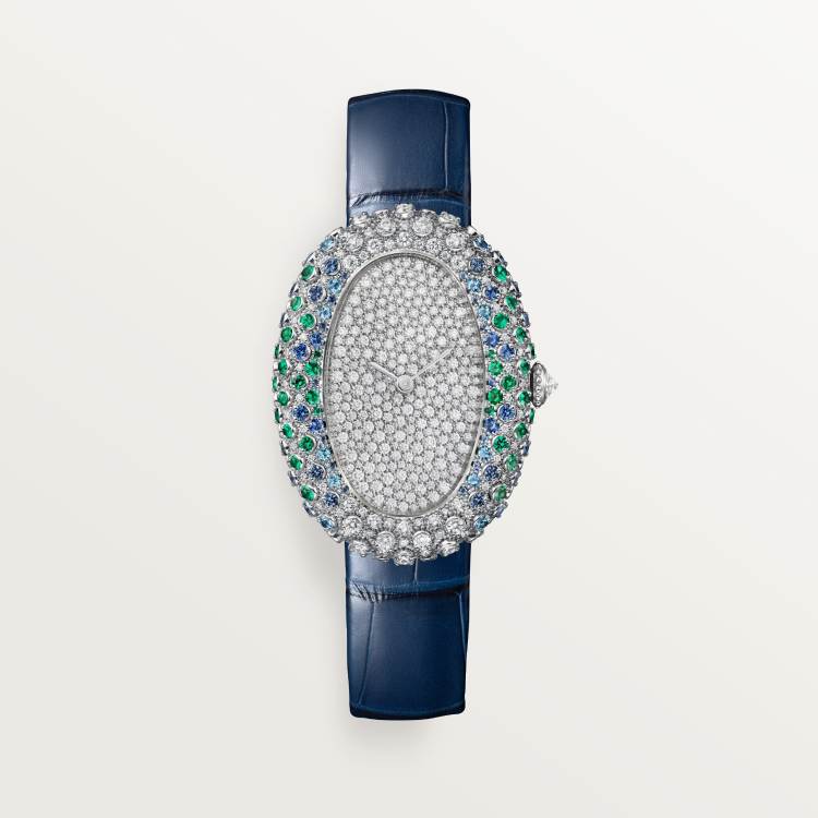 Baignoire腕表 中号 18K镀铑白金 石英