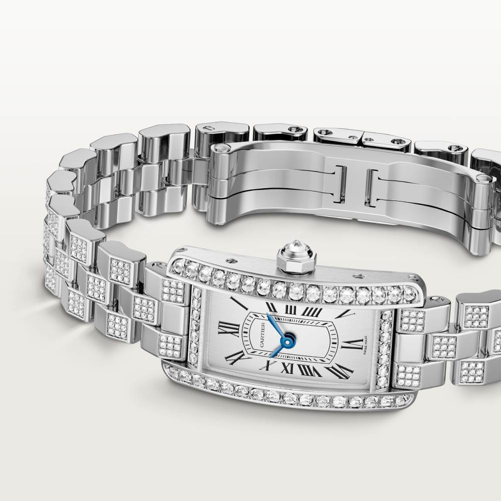 Tank Américaine腕表  18K镀铑白金 石英