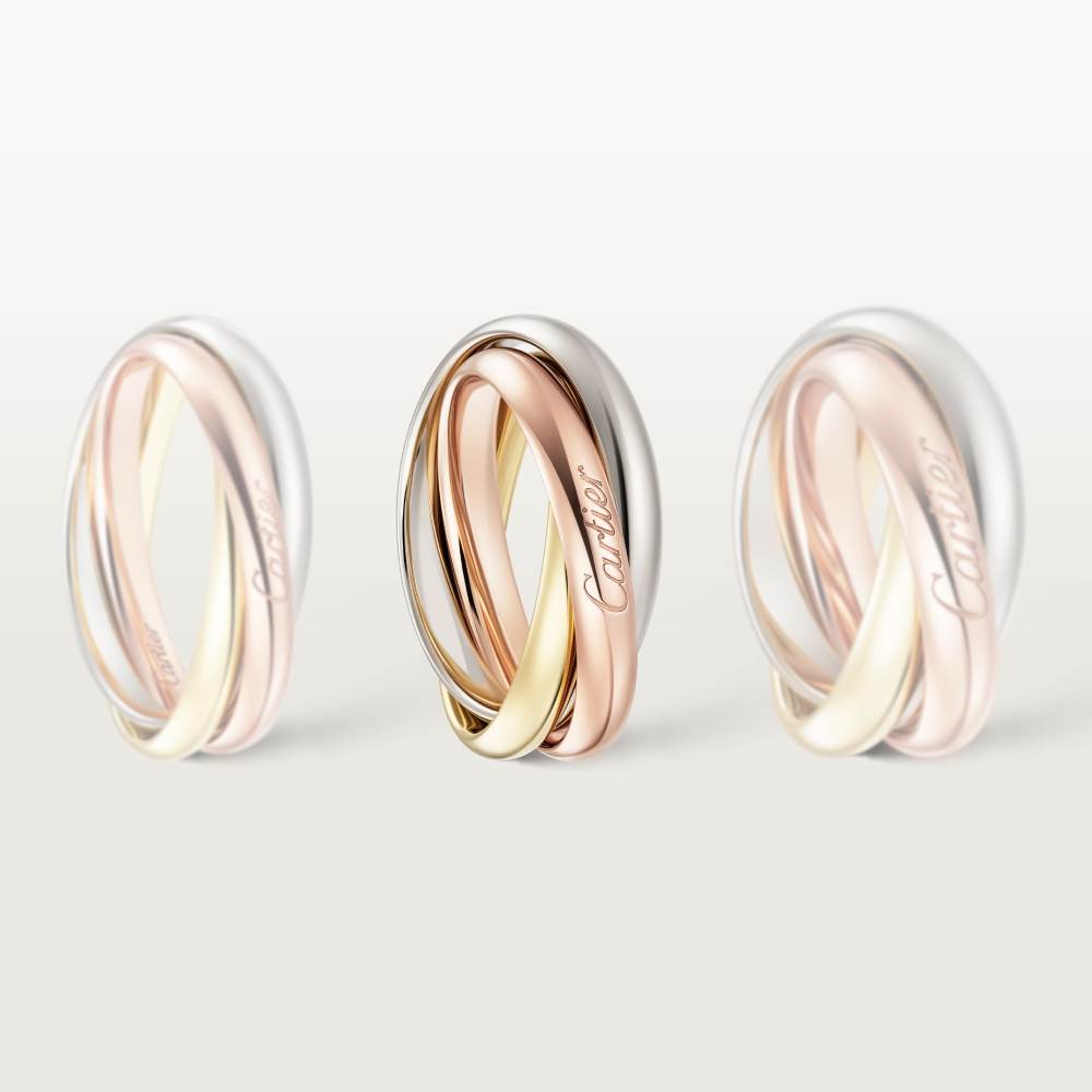 Trinity戒指，经典款 18K白金，18K黄金，18K玫瑰金