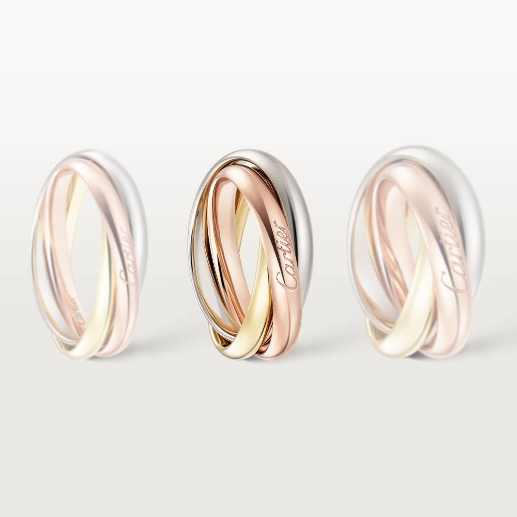 Trinity戒指，经典款 18K白金，18K黄金，18K玫瑰金