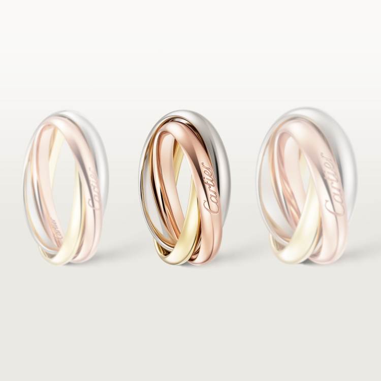 Trinity戒指，经典款 18K白金，18K黄金，18K玫瑰金