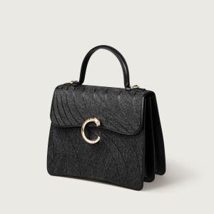 黑色羊毛豹爪刺绣