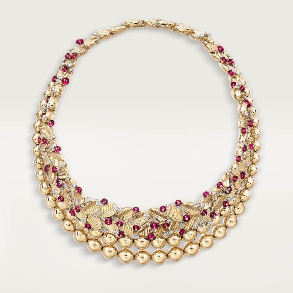 Grain de Café项链，半铺镶钻石 18K黄金