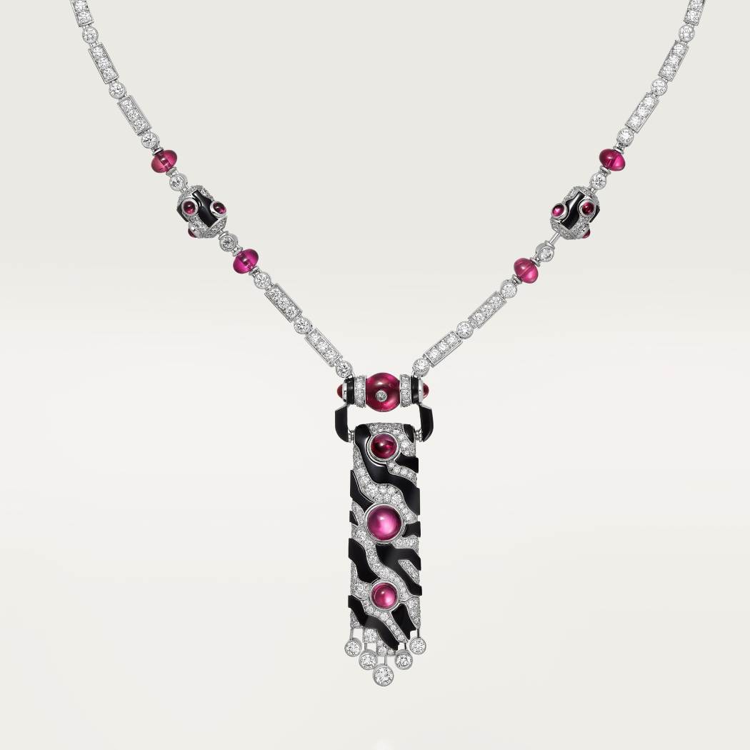 Beautés du Monde长项链，红碧玺，多种佩戴，铺镶钻石 18K白金