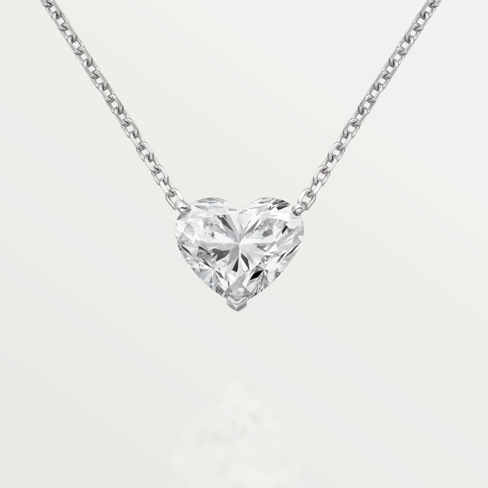 1895吊坠项链，镶嵌心形切割钻石 18K白金