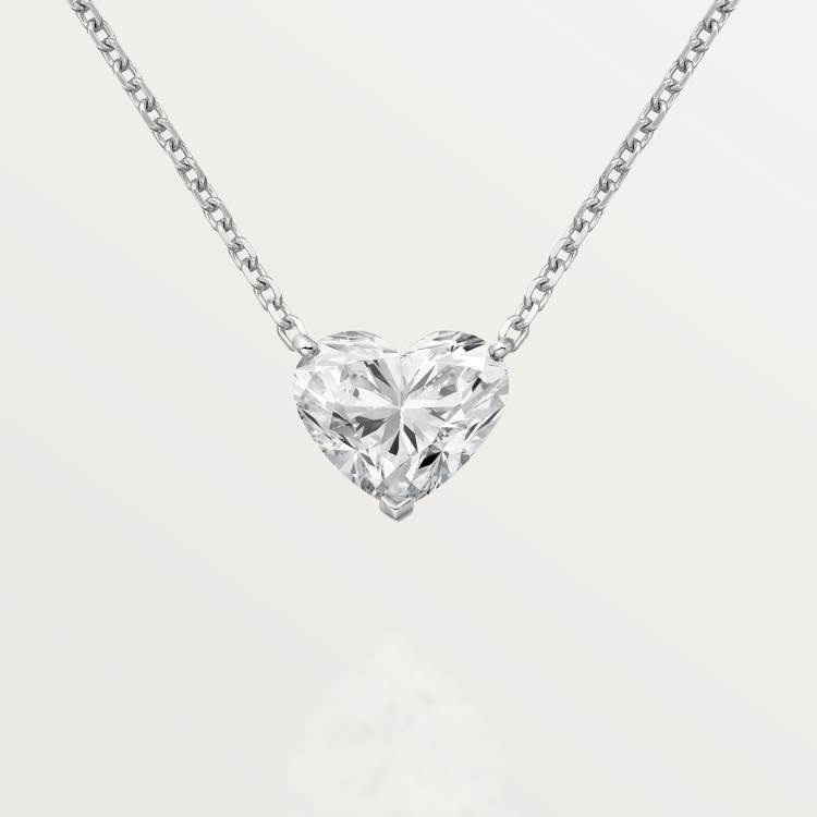 1895吊坠项链，镶嵌心形切割钻石 18K白金