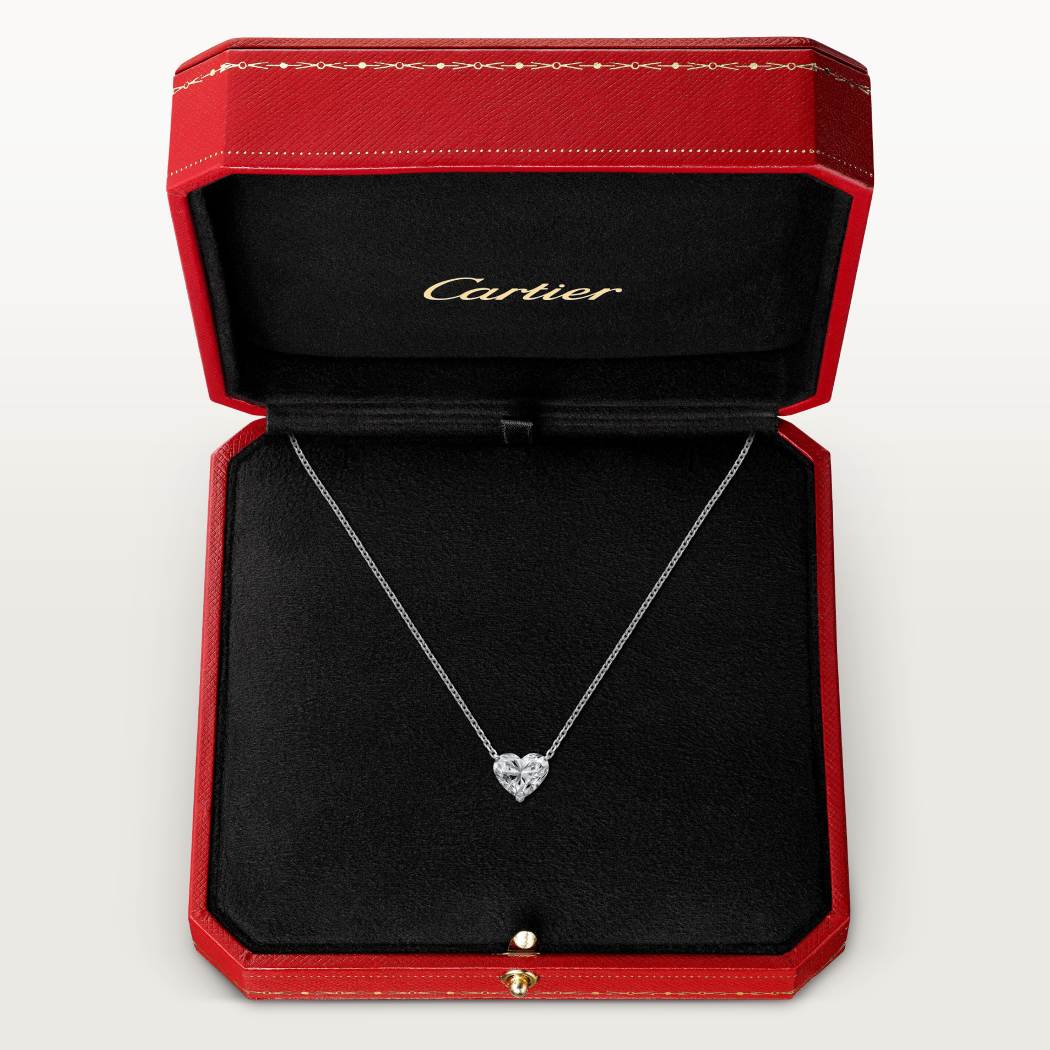 1895吊坠项链，镶嵌心形切割钻石 18K白金