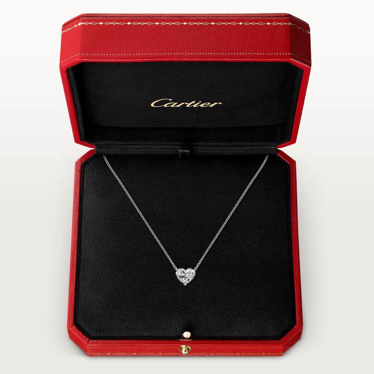 1895吊坠项链，镶嵌心形切割钻石 18K白金