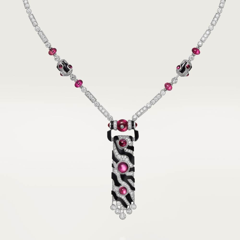Beautés du Monde长项链，红碧玺，多种佩戴，铺镶钻石 18K白金