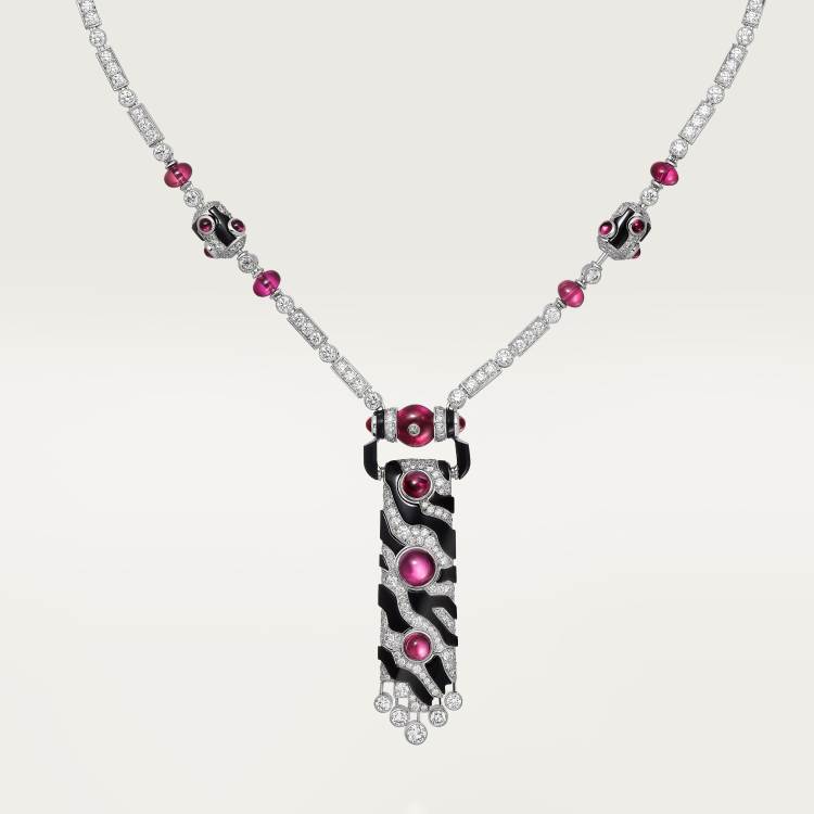 Beautés du Monde长项链，红碧玺，多种佩戴，铺镶钻石 18K白金