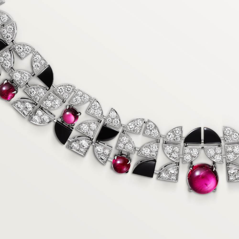 Beautés du Monde项链，红碧玺，铺镶钻石  18K白金