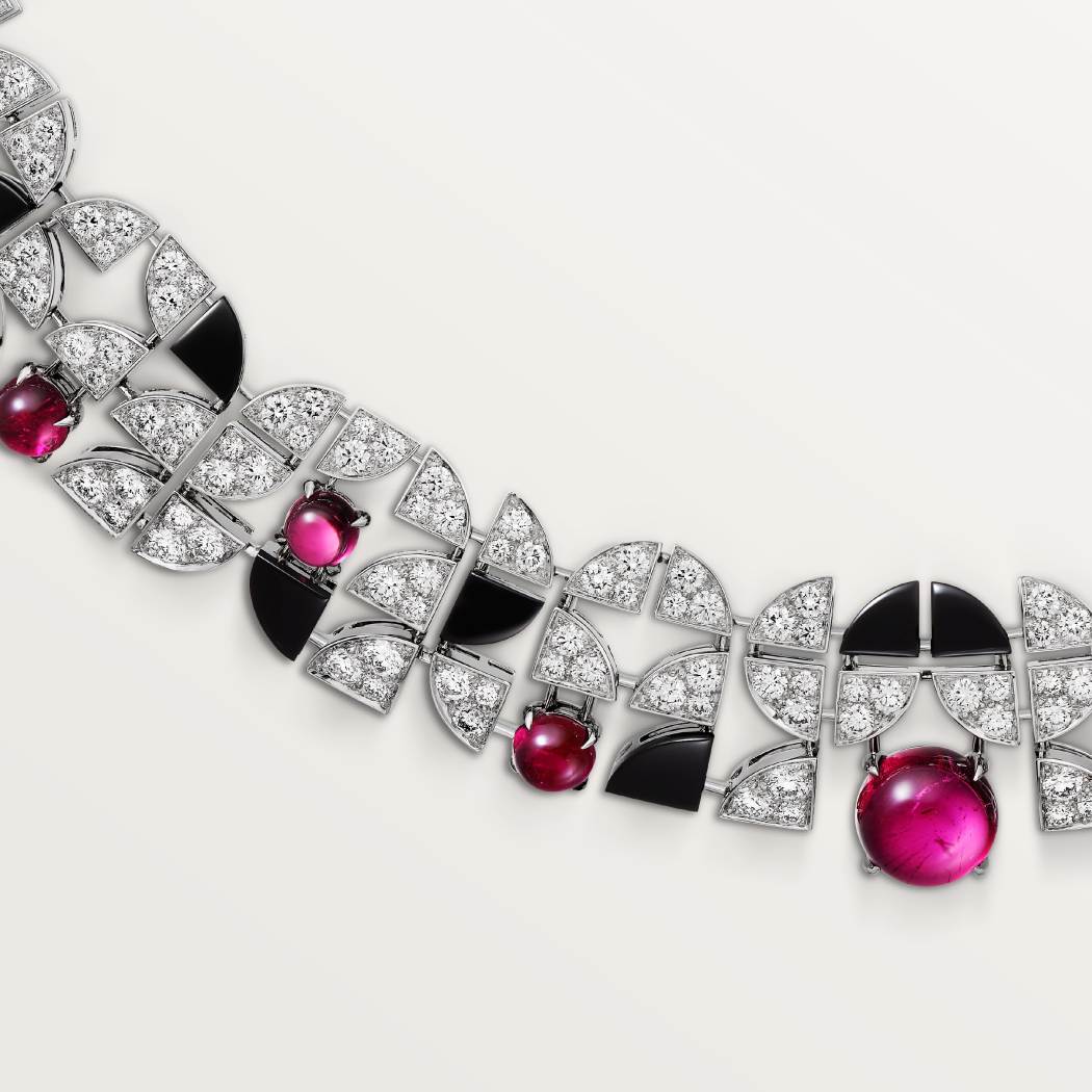 Beautés du Monde项链，红碧玺，铺镶钻石  18K白金