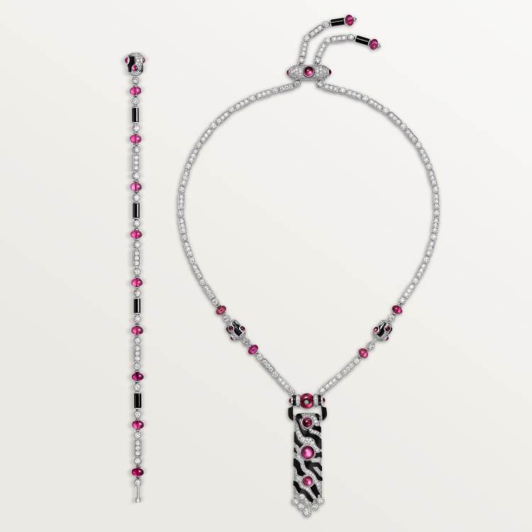 Beautés du Monde长项链，红碧玺，多种佩戴，铺镶钻石 18K白金