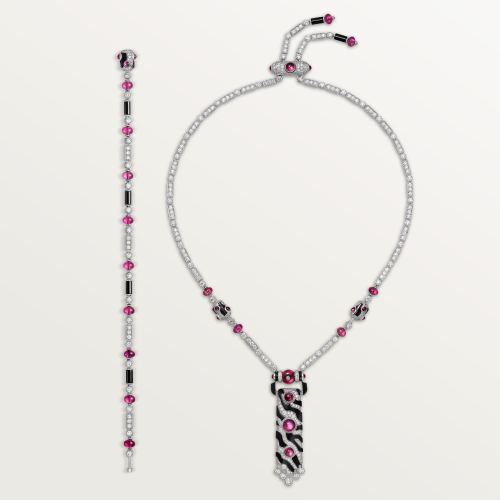 Beautés du Monde长项链，红碧玺，多种佩戴，铺镶钻石