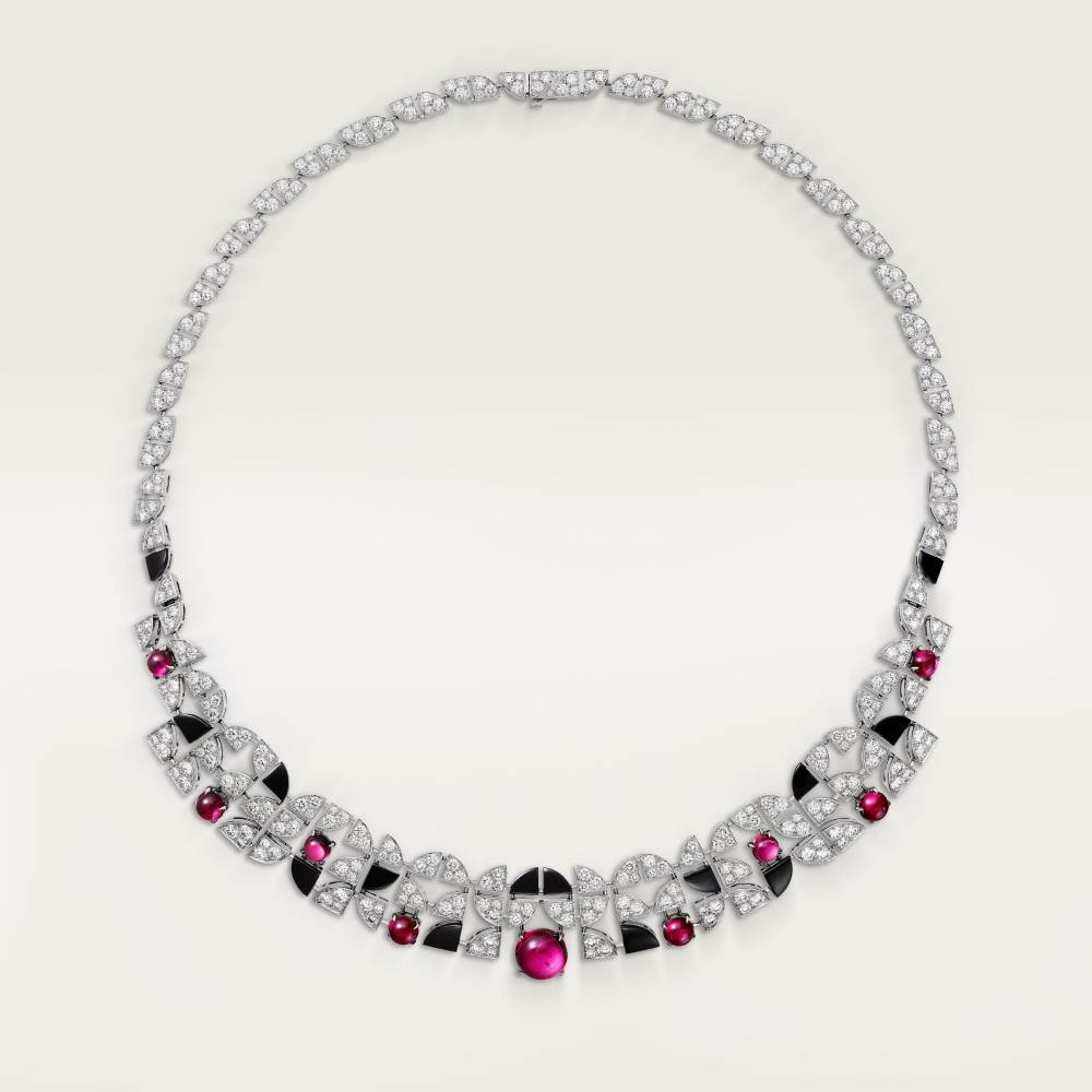 Beautés du Monde项链，红碧玺，铺镶钻石  18K白金