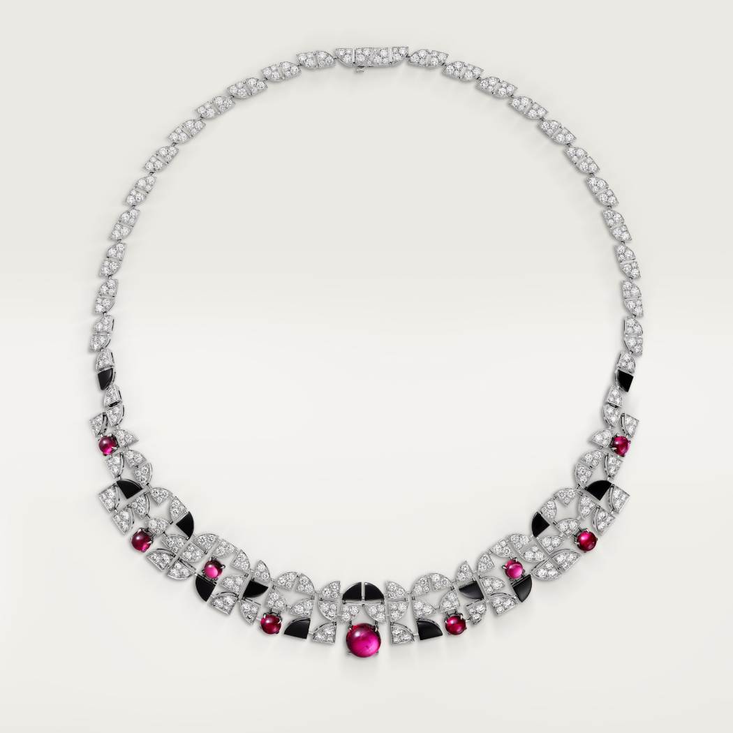 Beautés du Monde项链，红碧玺，铺镶钻石  18K白金