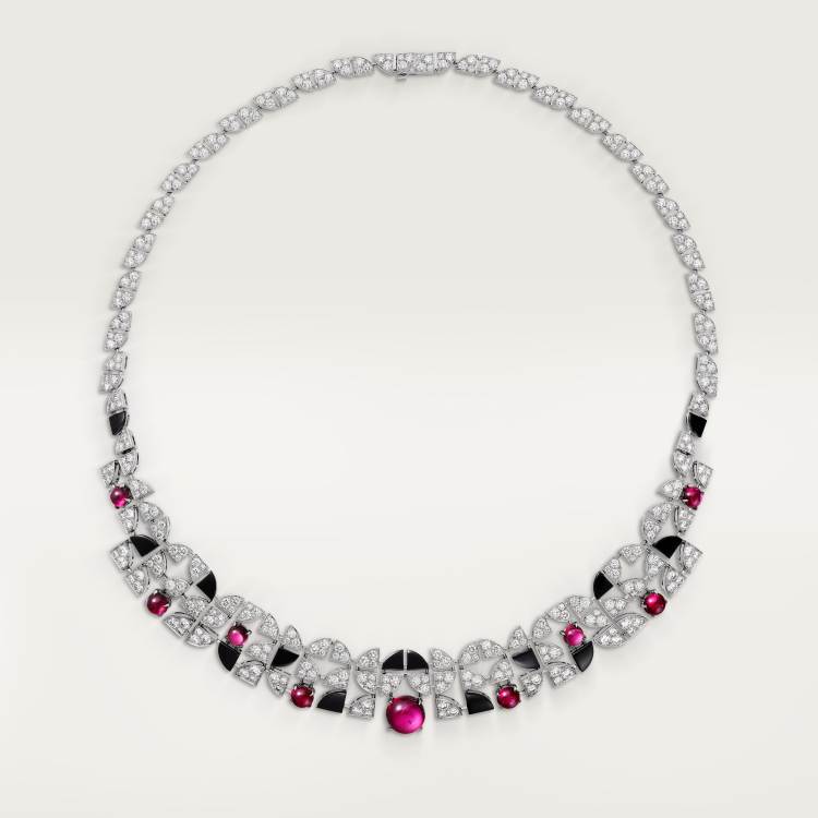 Beautés du Monde项链，红碧玺，铺镶钻石  18K白金