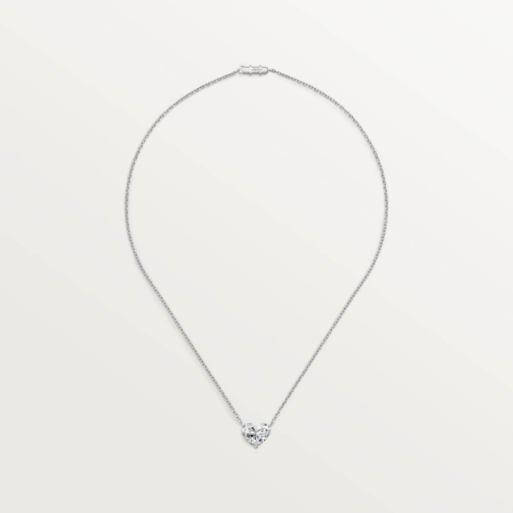 1895吊坠项链，镶嵌心形切割钻石 18K白金