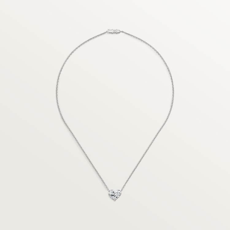 1895吊坠项链，镶嵌心形切割钻石 18K白金