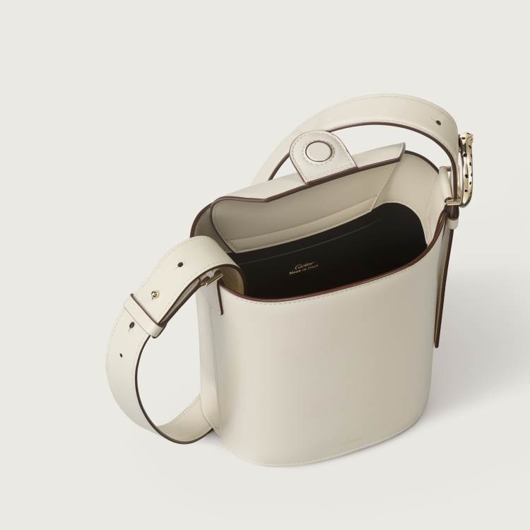 Panthère C系列迷你款水桶手袋 盐白色 小牛皮