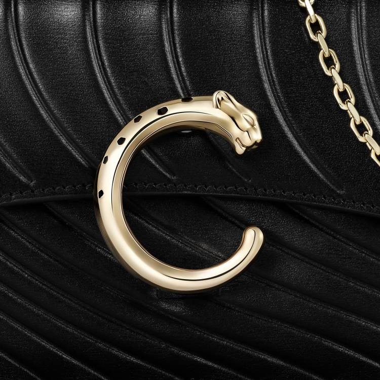 Panthère C de Cartier系列迷你款链条手袋 黑色 小牛皮