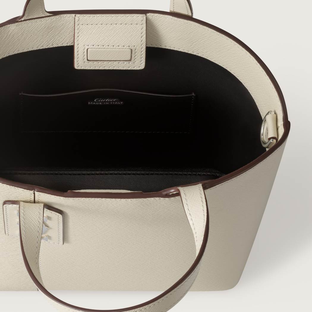 C de Cartier系列迷你款托特手袋 盐白色 小牛皮