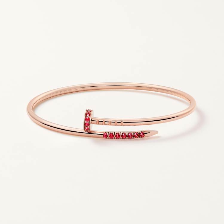 Juste un Clou手镯，小号款，倒置镶嵌红宝石 18K玫瑰金