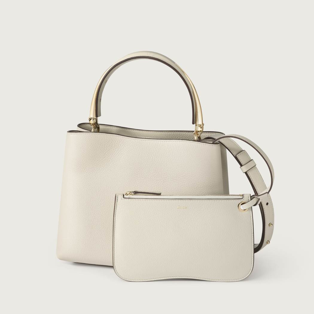 Panthère Double系列小号款手袋 盐白色 小牛皮