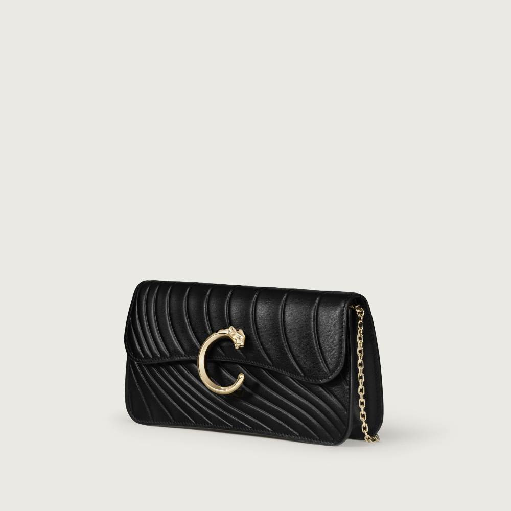 Panthère C de Cartier系列迷你款链条手袋 黑色 小牛皮