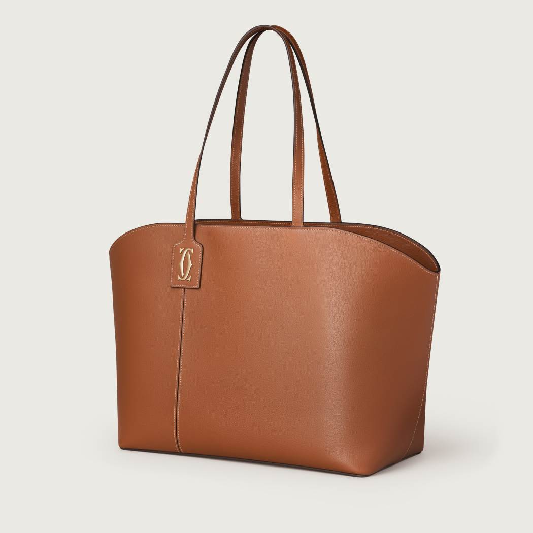 C de Cartier系列托特手袋 淡褐色 小牛皮