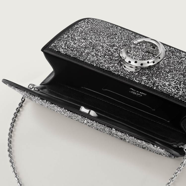 Panthère C de Cartier系列迷你款链条手袋 黑色 玻璃圆珠
