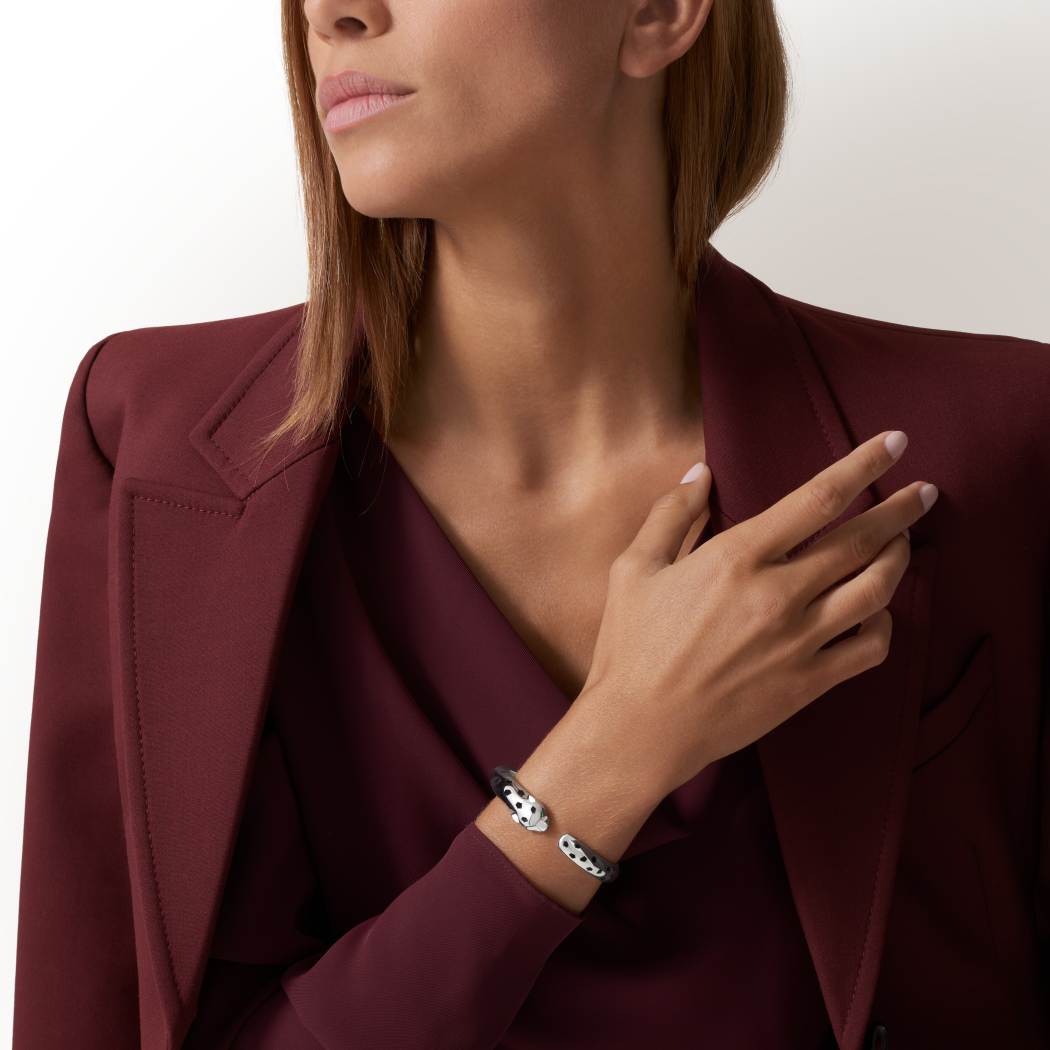 Panthère de Cartier卡地亚猎豹手镯，中号款 18K白金