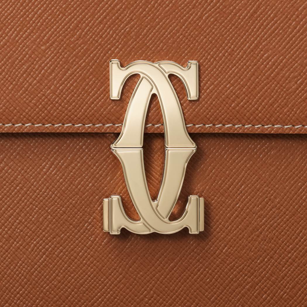 C de Cartier系列迷你款手袋 淡褐色 小牛皮