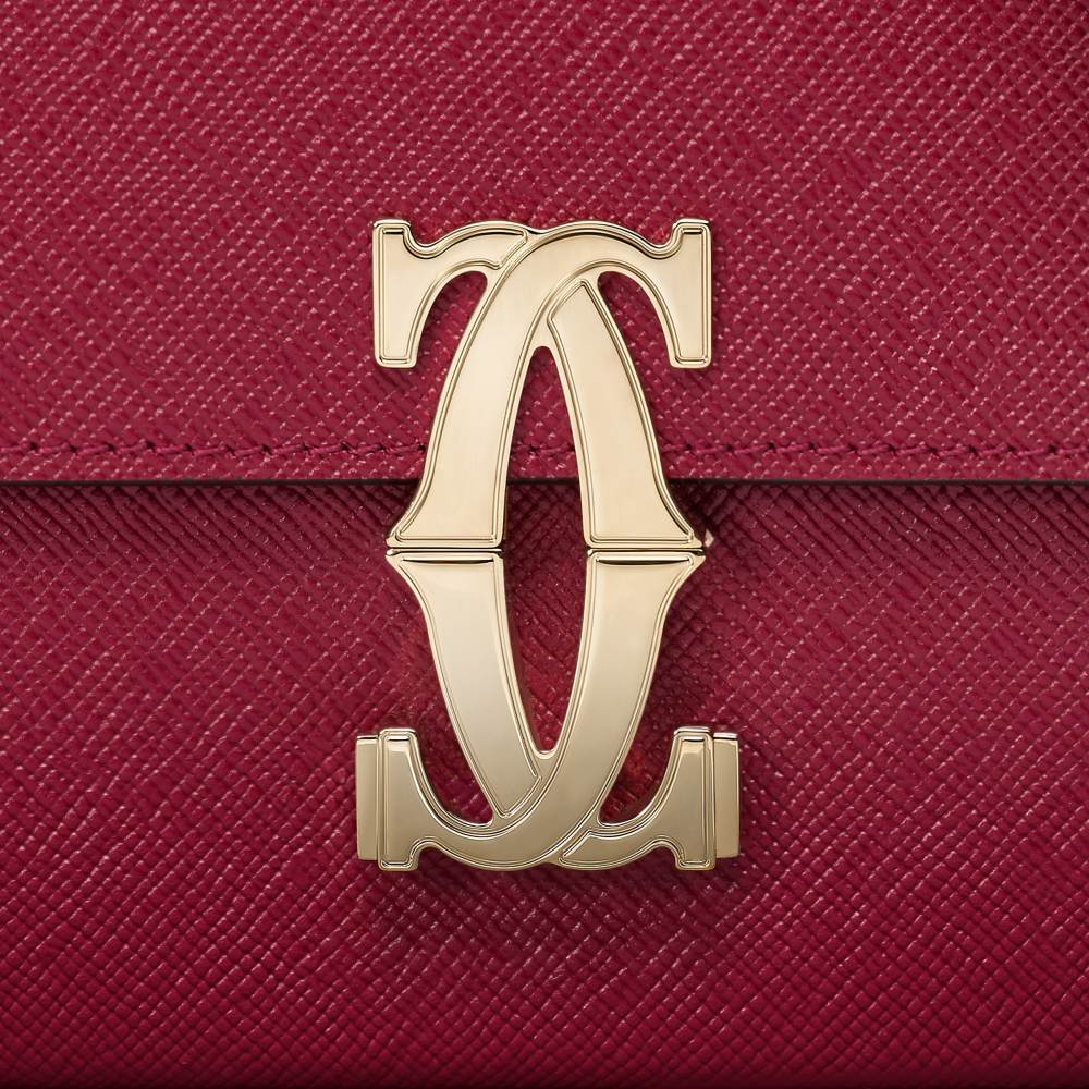 C de Cartier系列East-west手袋 樱桃红色 小牛皮