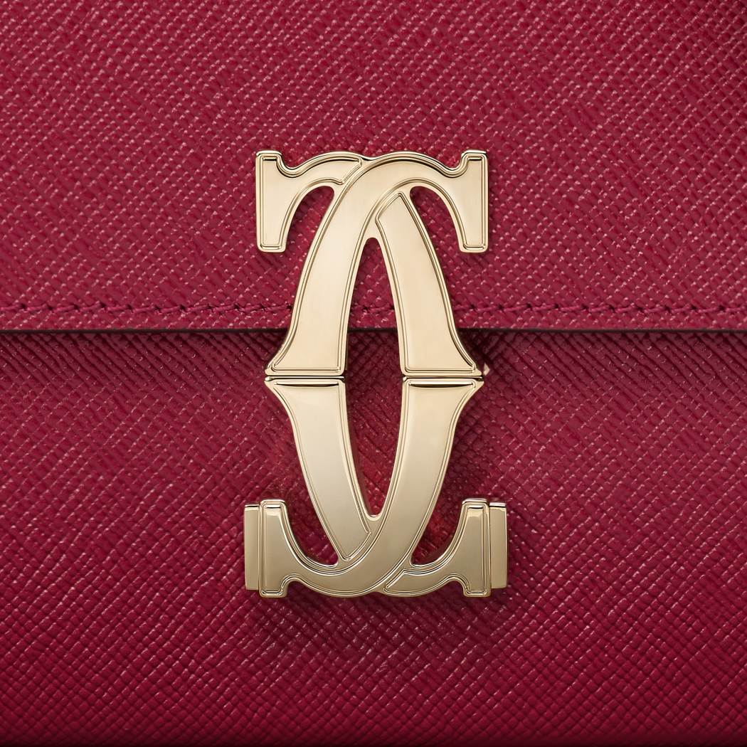 C de Cartier系列East-west手袋 樱桃红色 小牛皮