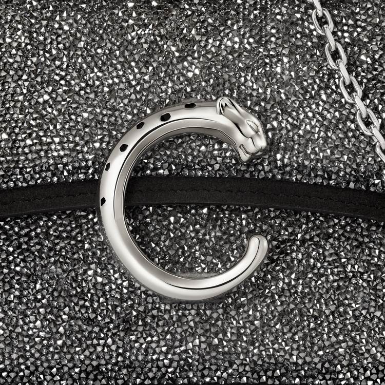 Panthère C de Cartier系列迷你款链条手袋 黑色 玻璃圆珠