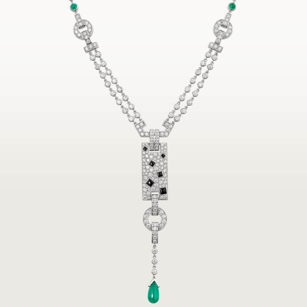 Panthère de Cartier卡地亚猎豹项链，祖母绿，铺镶钻石  18K白金