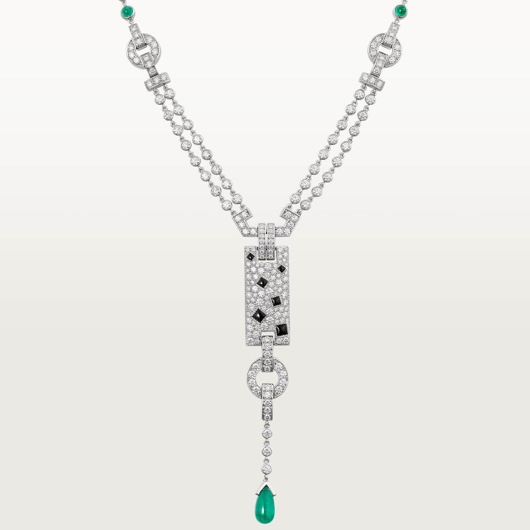 Panthère de Cartier卡地亚猎豹项链，祖母绿，铺镶钻石  18K白金