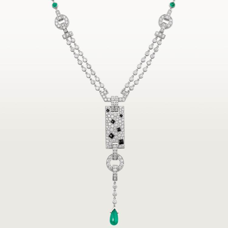 Panthère de Cartier卡地亚猎豹项链，祖母绿，铺镶钻石  18K白金