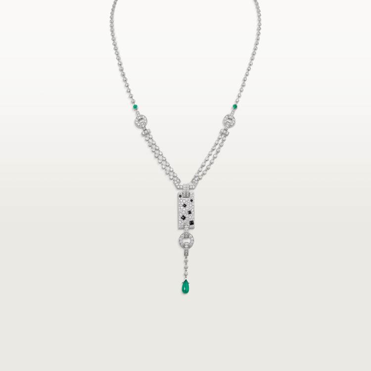 Panthère de Cartier卡地亚猎豹项链，祖母绿，铺镶钻石  18K白金